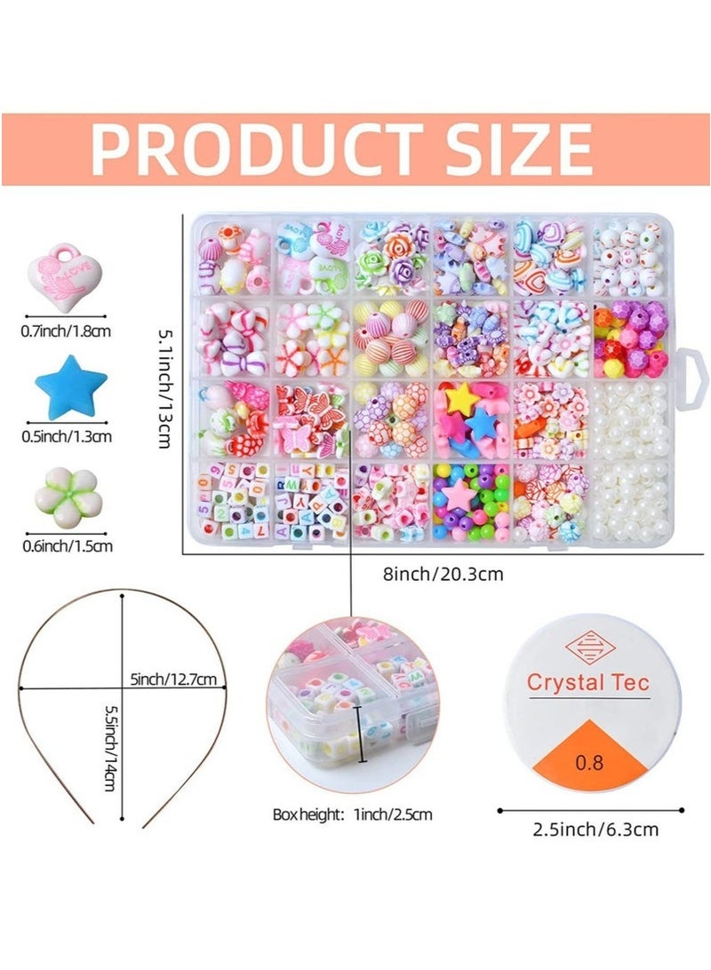 450PCS Beads Jewelry Making Kit for Girls, Alphabet Pony Beads Set for Bracelet Necklace Ring DIY Craft, Includes Scissors & Accessories, Ideal Gift for Kids Age 4-8 - Image 2