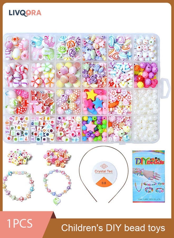LIVQORA 450PCS Beads Jewelry Making Kit for Girls, Alphabet Pony Beads Set for Bracelet Necklace Ring DIY Craft, Includes Scissors & Accessories, Ideal Gift for Kids Age 4-8 - Image 1