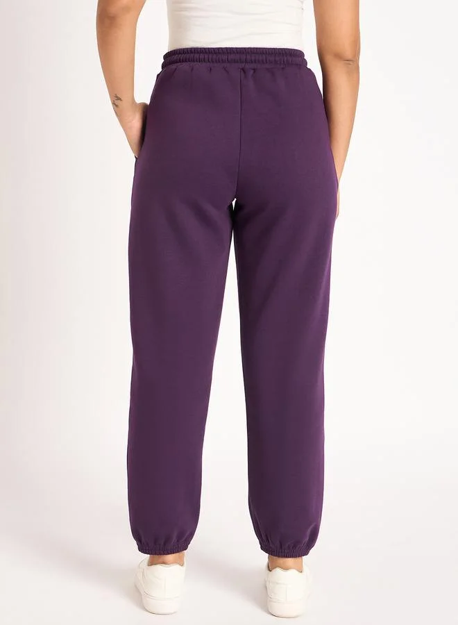 Femmella  Women Purple Fleece Joggers for Women | Best Price UAE