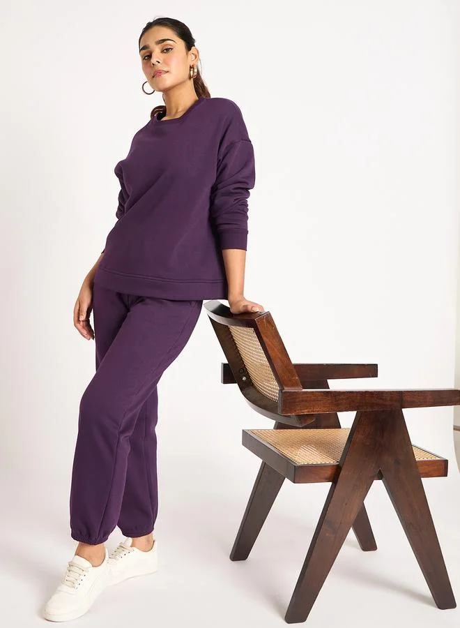 Femmella  Women Purple Fleece Joggers for Women | Best Price UAE
