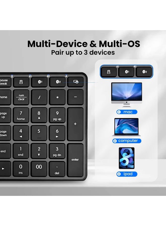 Bnnwa Wireless Bluetooth Keyboard, 3-Device Free Switching (2.4G+BT), Ultra-Slim Compact Wireless Keyboard Quiet Typing for PC/Laptop/Smart TV/Phone,12 Multimedia Keys - Image 2