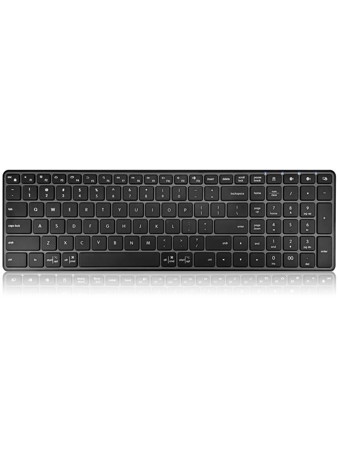 Bnnwa Wireless Bluetooth Keyboard, 3-Device Free Switching (2.4G+BT), Ultra-Slim Compact Wireless Keyboard Quiet Typing for PC/Laptop/Smart TV/Phone,12 Multimedia Keys - Image 1