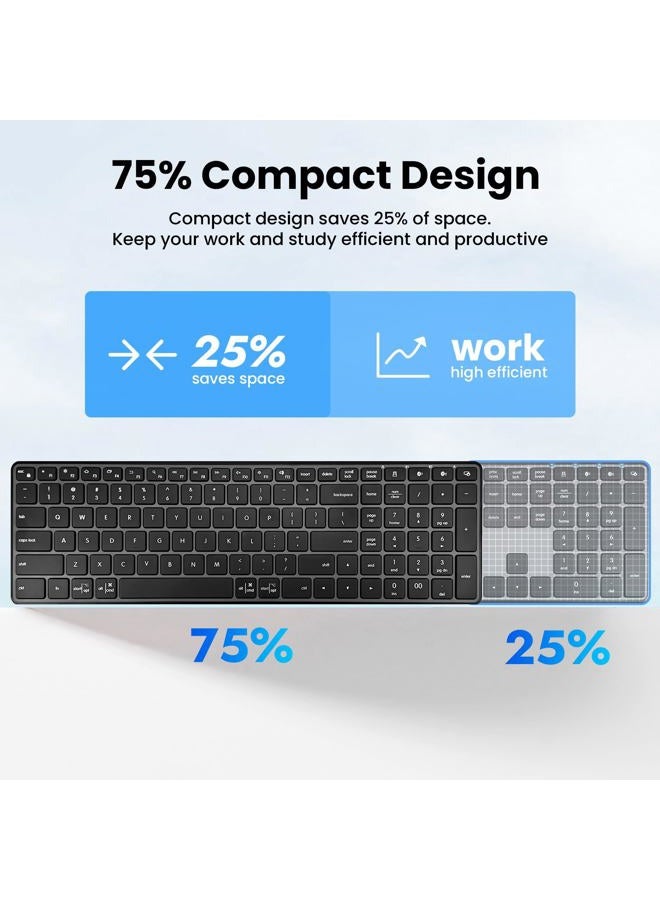 Bnnwa Wireless Bluetooth Keyboard, 3-Device Free Switching (2.4G+BT), Ultra-Slim Compact Wireless Keyboard Quiet Typing for PC/Laptop/Smart TV/Phone,12 Multimedia Keys - Image 5
