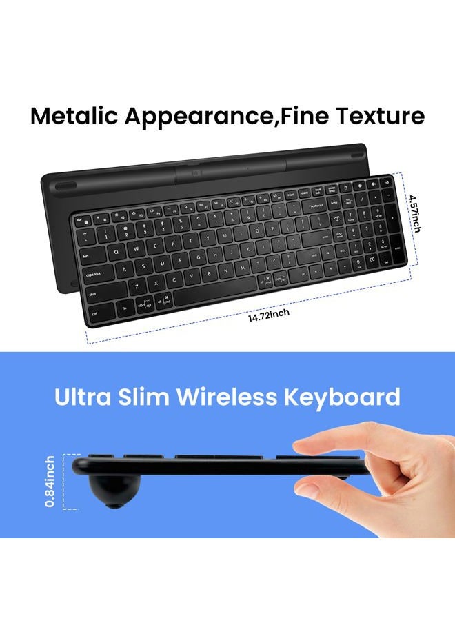 Bnnwa Wireless Bluetooth Keyboard, 3-Device Free Switching (2.4G+BT), Ultra-Slim Compact Wireless Keyboard Quiet Typing for PC/Laptop/Smart TV/Phone,12 Multimedia Keys - Image 3