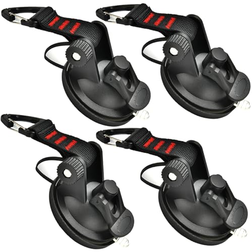 OjpZorynic 4PCS Heavy Duty Suction Cups Anchor with Hooks, Outdoor Strong Suction Camper Accessories for Camping Tarp Accessory Car Side Awning Trap Tie Down. - Image 1