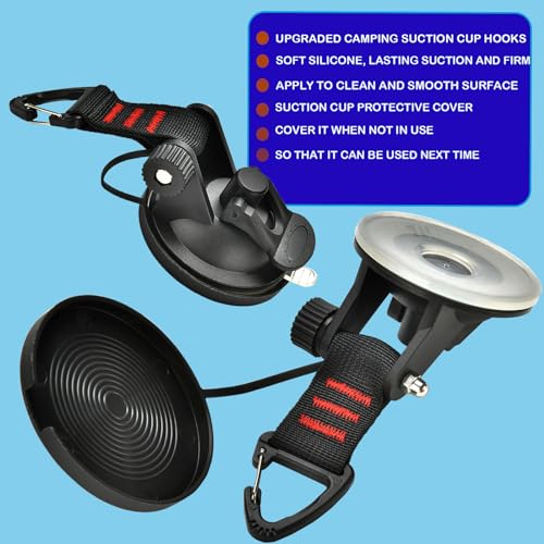 OjpZorynic 4PCS Heavy Duty Suction Cups Anchor with Hooks, Outdoor Strong Suction Camper Accessories for Camping Tarp Accessory Car Side Awning Trap Tie Down. - Image 5