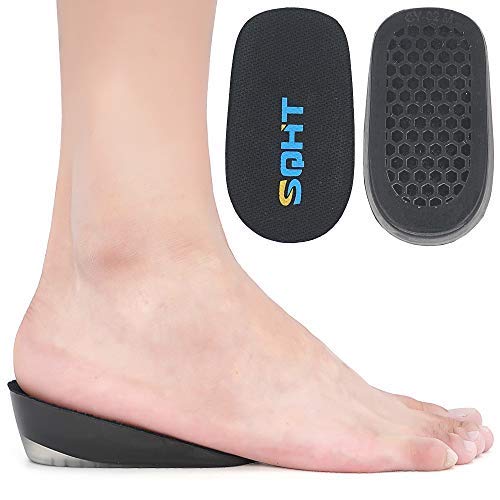 SQHT's Height Increase Insoles - Gel Shoe Heel Lift Inserts & Pads, Achilles Tendon Cushion Cups for Men and Women (Large (1.4" Height)) Black - Image 1