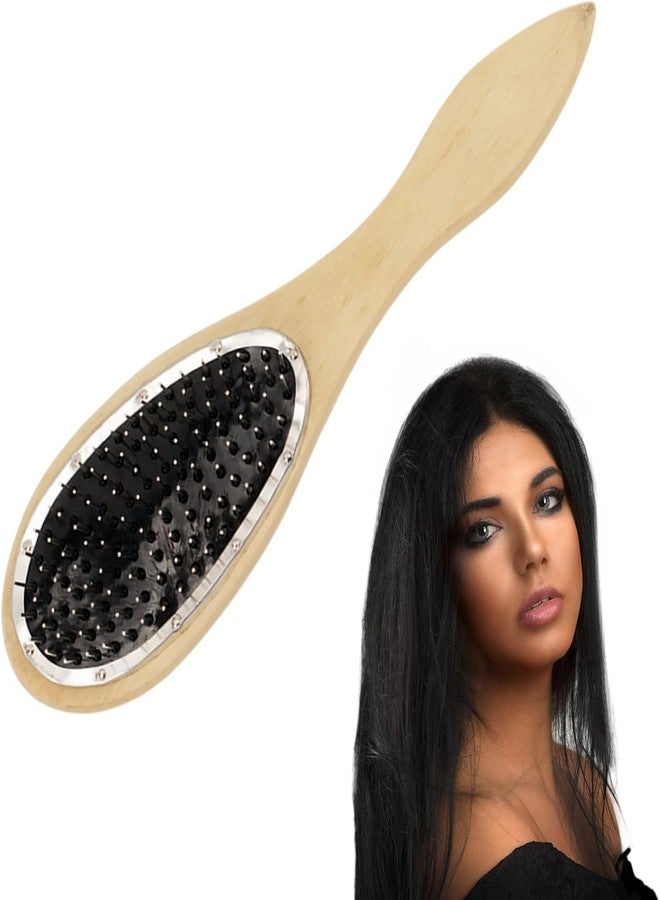 PINAKA Metal Hair Brush Comb, Prevent Freshening Prevent Static Electricity Beautiful Wooden Handle Wig Brush Wig Accessories for Hair Extensions - Image 2