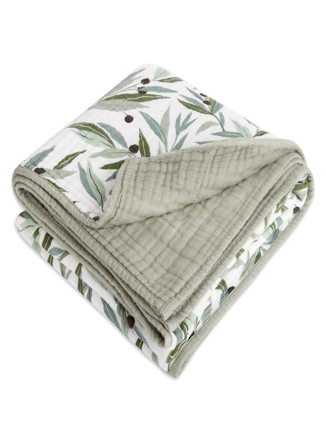 babyletto 100% Organic Cotton Quilt, GOTS-Certified, 3-Layers of Ultra-Soft and Breathable Muslin - Olive Branches - Image 4