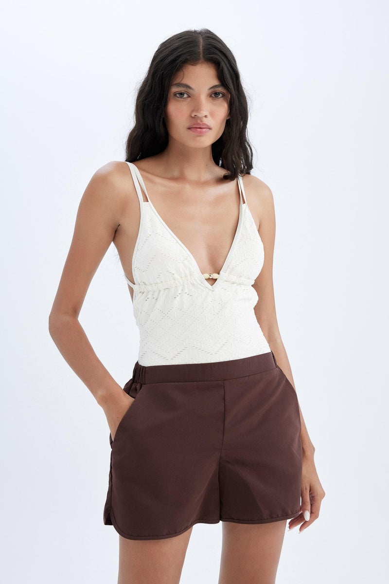 DeFacto Brown Woman Fall in Love Regular Fit Swim Shorts Casual - Image 2