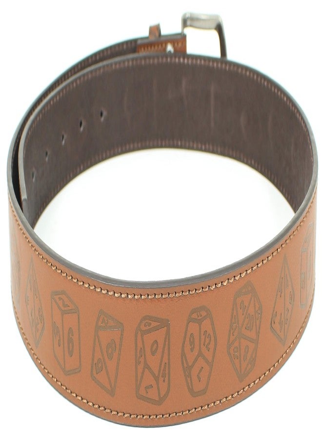 BC Belts Roll Playing Dice Leather Belt Strap and Metal Buckle 1.5" Wide with Snaps - D10 DND RPG MTG Table Board Games (Brown-XXL) - Image 3