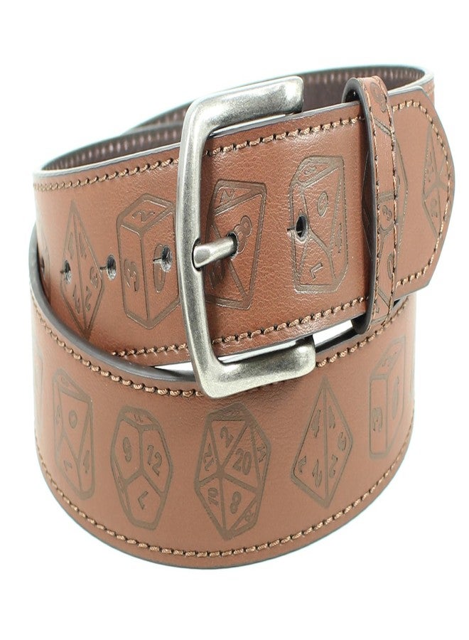 BC Belts Roll Playing Dice Leather Belt Strap and Metal Buckle 1.5" Wide with Snaps - D10 DND RPG MTG Table Board Games (Brown-XXL) - Image 2