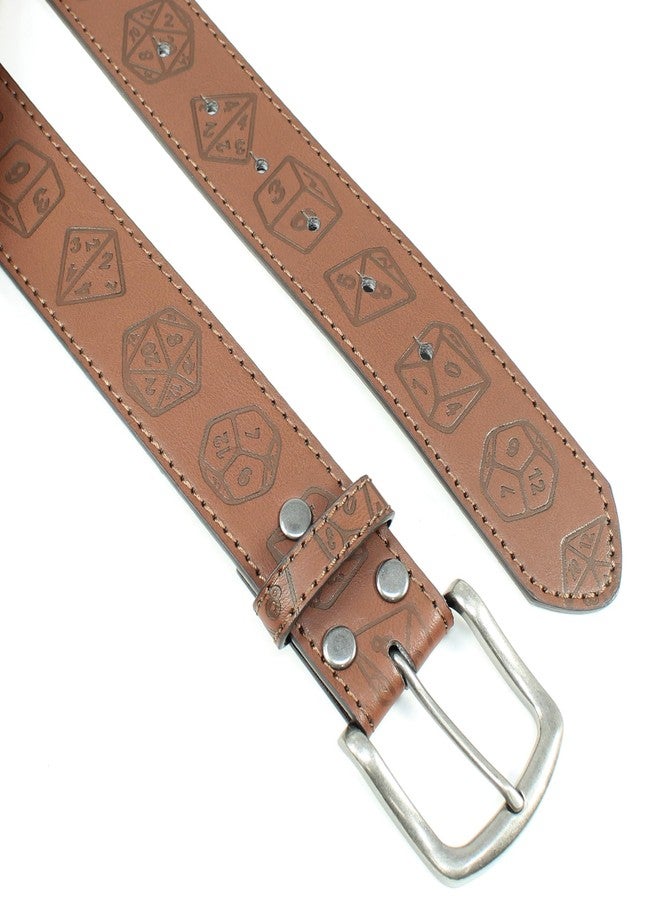 BC Belts Roll Playing Dice Leather Belt Strap and Metal Buckle 1.5" Wide with Snaps - D10 DND RPG MTG Table Board Games (Brown-XXL) - Image 5