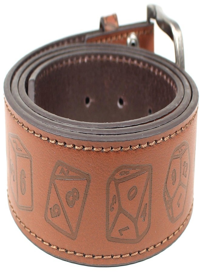 BC Belts Roll Playing Dice Leather Belt Strap and Metal Buckle 1.5" Wide with Snaps - D10 DND RPG MTG Table Board Games (Brown-XXL) - Image 1
