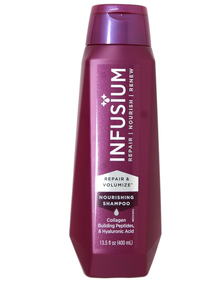 Infusium Repair and Volumize Shampoo - Clarifying Shampoo for All Hair Types - Increases Moisture Retention with Collagen Building Peptides - 13.5 oz - Image 1