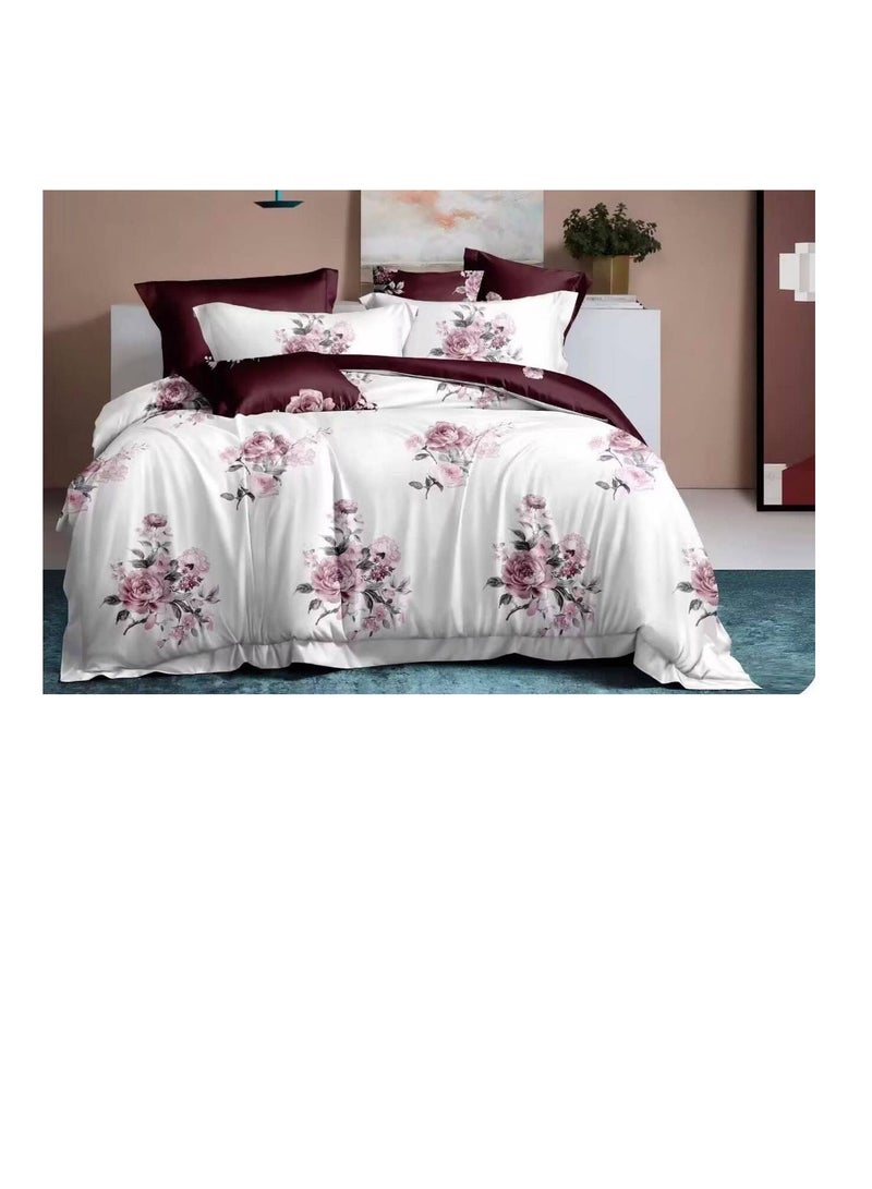 King size comforter set duvet insert 6 pieces set, 1 fixed duvet, 1 bed sheet, 4 pillow cover, size 220*240 soft comforter com41