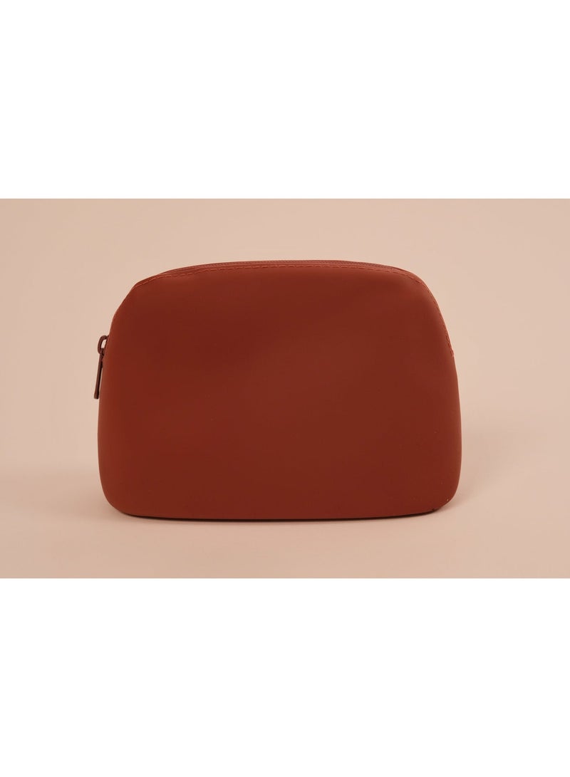 Silicone Makeup Bag with Zipper Large Capacity Travel Cosmetic Pouch Waterproof Lightweight Toiletry Bag for Women Maroon - Image 4