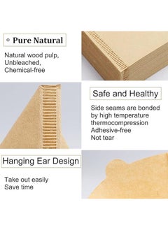Generic 100Pcs Coffee Filter Cone Coffee Filters Size 01 Cups Unbleached Natural Brown V01 Disposable Coffee Filter Paper Compatible with Conical Shaped Pour Over Coffee Dripper and Drip Coffee Maker Brown  - Image 2