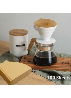 Generic 100Pcs Coffee Filter Cone Coffee Filters Size 01 Cups Unbleached Natural Brown V01 Disposable Coffee Filter Paper Compatible with Conical Shaped Pour Over Coffee Dripper and Drip Coffee Maker Brown  - Image 5