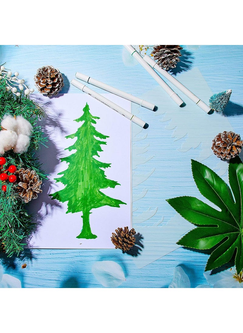 Outus - 8 Pieces Pine Tree Stencils Art Painting Templates Stencils for Painting on Wood Winter Holiday DIY Wall Floor Decor Supplies - Image 1