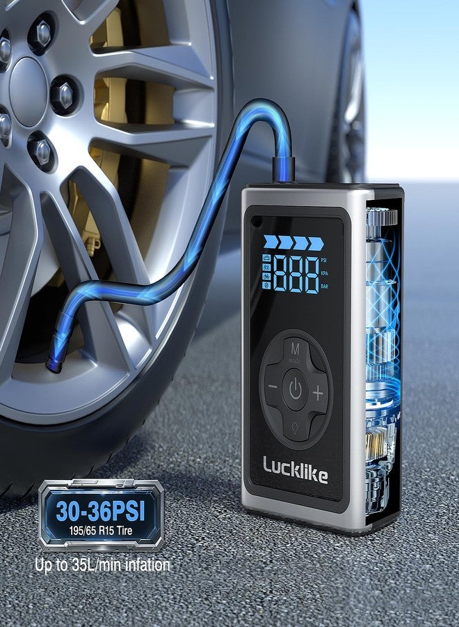 Lucklike Portable Bike Tire Inflator,150PSI Portable Air Pump for Bike Tire, Bike Tire Pump with Digital Tire Pressure Gauge, Air Pump with LED Light for Car, Ball, Motorcycle, Bicycles - Image 4