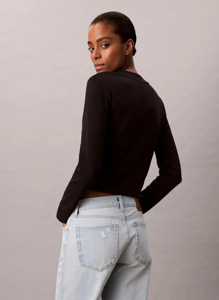 Calvin Klein Jeans Graphic Cropped Crew Neck T-Shirt