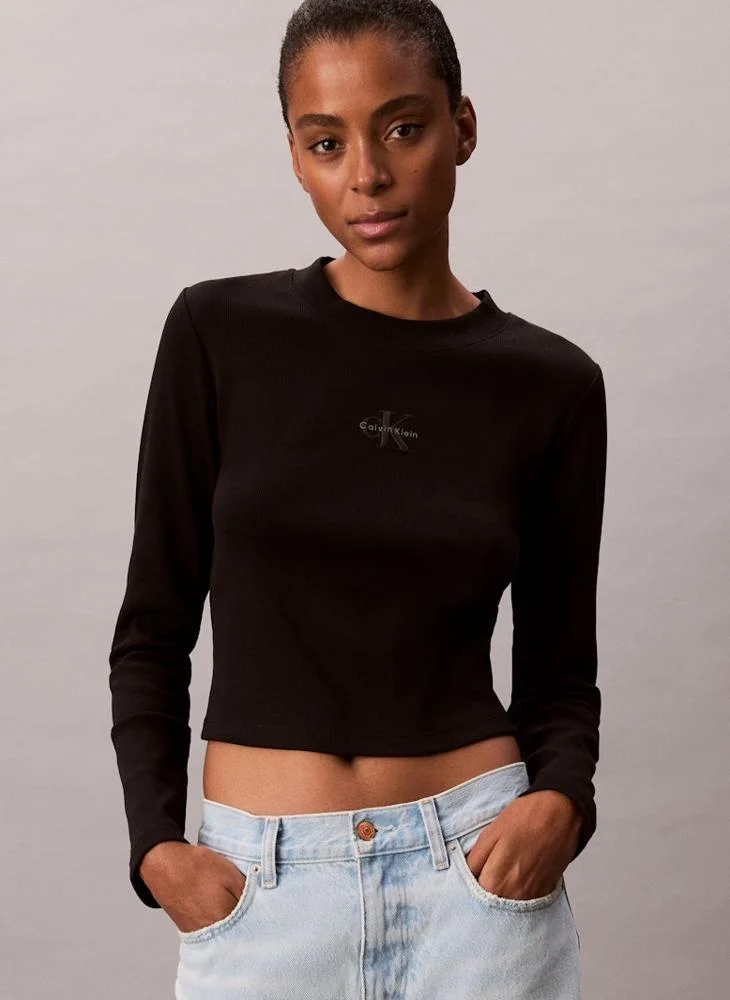 Calvin Klein Jeans Graphic Cropped Crew Neck T-Shirt