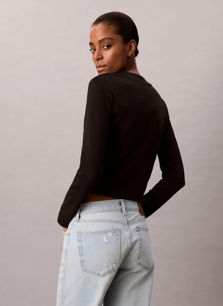 Calvin Klein Jeans Graphic Cropped Crew Neck T-Shirt