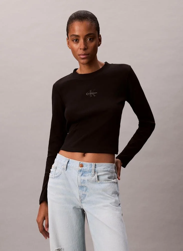 Calvin Klein Jeans Graphic Cropped Crew Neck T-Shirt