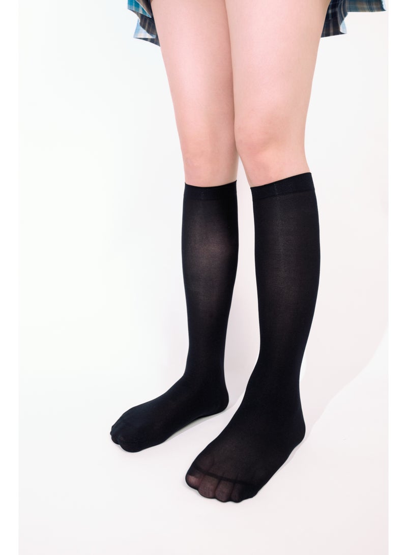 Hopping Island Silken Below-Knee Stockings knee-high Black Socks Compression stockings Relief Knee High Graduated Daily Wear - Image 3