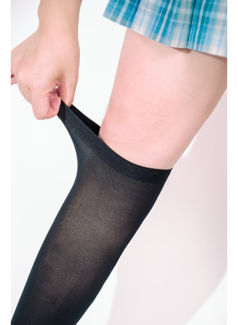 Hopping Island Silken Below-Knee Stockings knee-high Black Socks Compression stockings Relief Knee High Graduated Daily Wear - Image 1