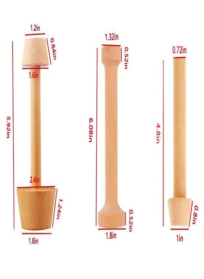 BRYHZKCM 3 Pieces Wooden Tart Tamper Set Double Side Pastry Dough Tamper Egg Tarts Tamper Pastry Tools DIY Cake Pastry Tools for Making Egg Tart, Pasta, Cheesecakes Dessert Kitchen Baking Tools - Image 2