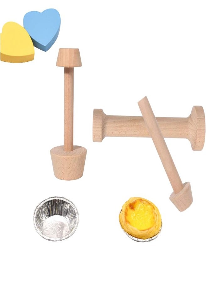BRYHZKCM 3 Pieces Wooden Tart Tamper Set Double Side Pastry Dough Tamper Egg Tarts Tamper Pastry Tools DIY Cake Pastry Tools for Making Egg Tart, Pasta, Cheesecakes Dessert Kitchen Baking Tools - Image 5