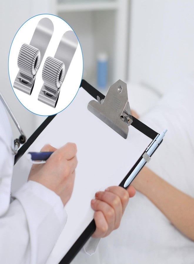 Ymapinc مجموعة مشابك أقلام معدنية من Ymapinc مكونة من 4 قطع، مناسبة للدفاتر، وحامل أقلام قابل للسحب بحلقة زنبركية، وحامل أقلام فضي قابل للتعديل. - Image 4
