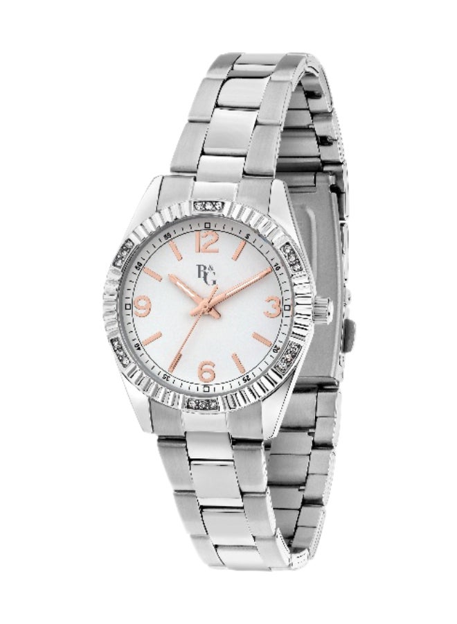 B&G Women's White Round Analog Dial with Silver Stainless Steel Band Watch - 31mm - R3853241530 - Image 1