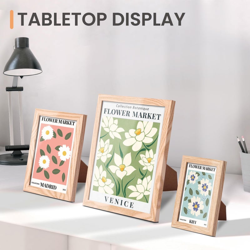 upsimples 10 Pack Picture Frames Collage Wall Decor for Mounting or Tabletop Display, Photo Gallery Frame Set for Family, Multi Sizes Including 8x10, 5x7, 4x6, Natural - Image 5