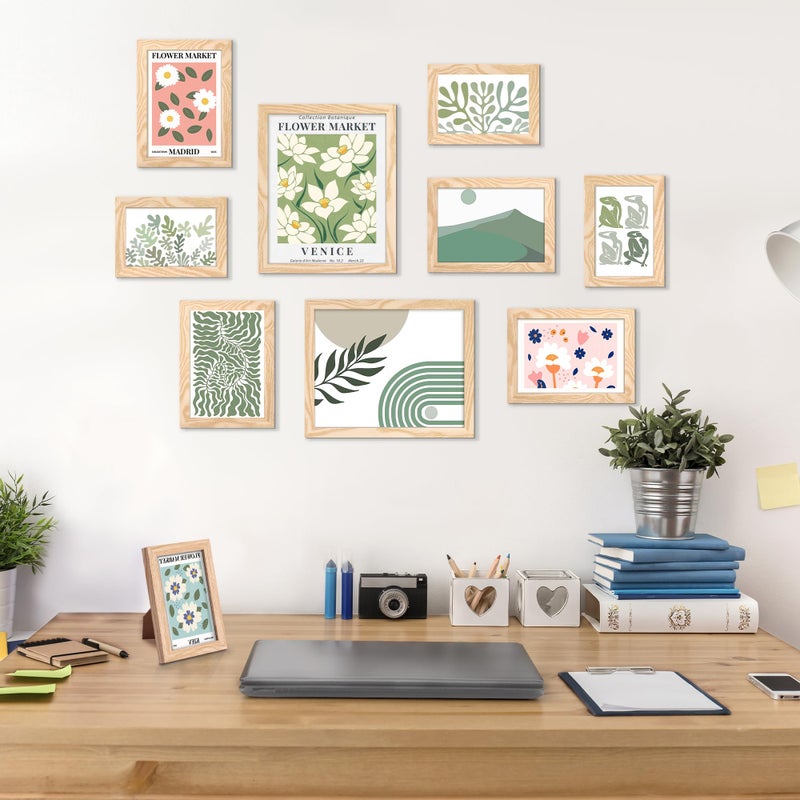 upsimples 10 Pack Picture Frames Collage Wall Decor for Mounting or Tabletop Display, Photo Gallery Frame Set for Family, Multi Sizes Including 8x10, 5x7, 4x6, Natural - Image 3