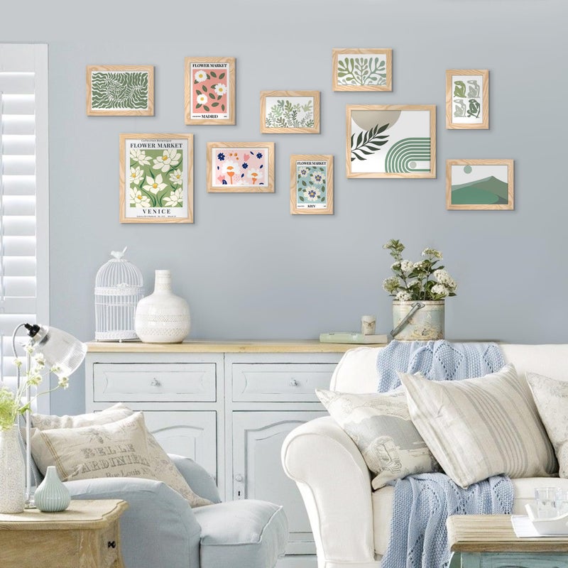 upsimples 10 Pack Picture Frames Collage Wall Decor for Mounting or Tabletop Display, Photo Gallery Frame Set for Family, Multi Sizes Including 8x10, 5x7, 4x6, Natural - Image 4