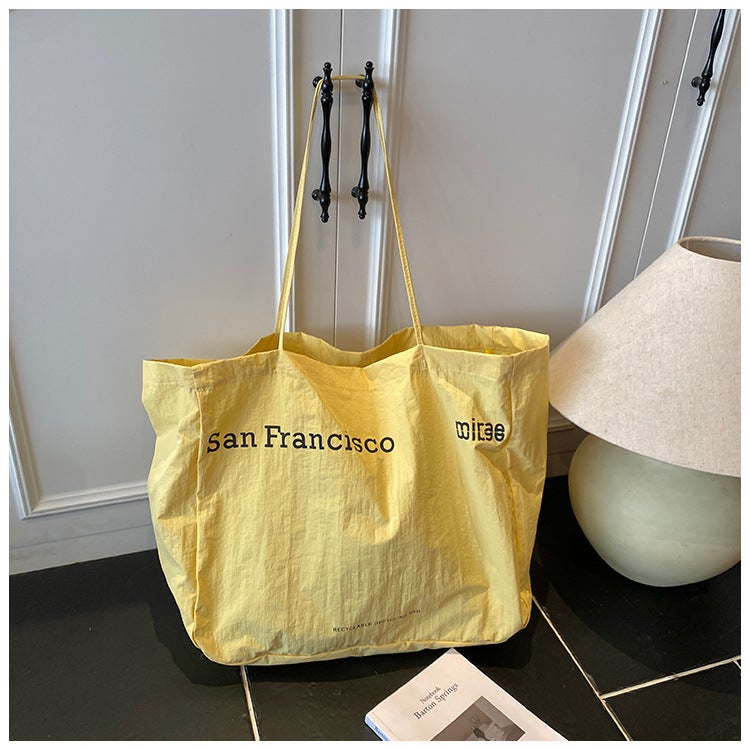 Korean Style New Tote Bag Ins Simple Letter Print Large Capacity Handbag Commuter Casual Versatile Shoulder Bag - Image 4