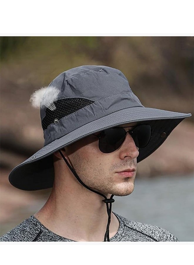 GIFT Men Women Sun Hat Cowboy Hat with Straw Wide Brim Bucket Breathable Boonie Hats for Fishing, Hiking, Garden, Beach - Image 2