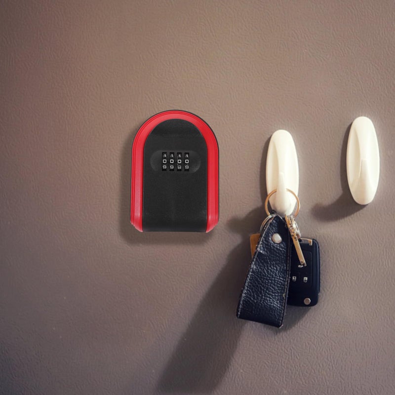صندوق قفل بالمفتاح الأحمر قابل للتركيب على الحائط مع شفرة قابلة لإعادة الضبط سهلة التركيب مقاس 12.5 × 9 × 4 سم - Image 4