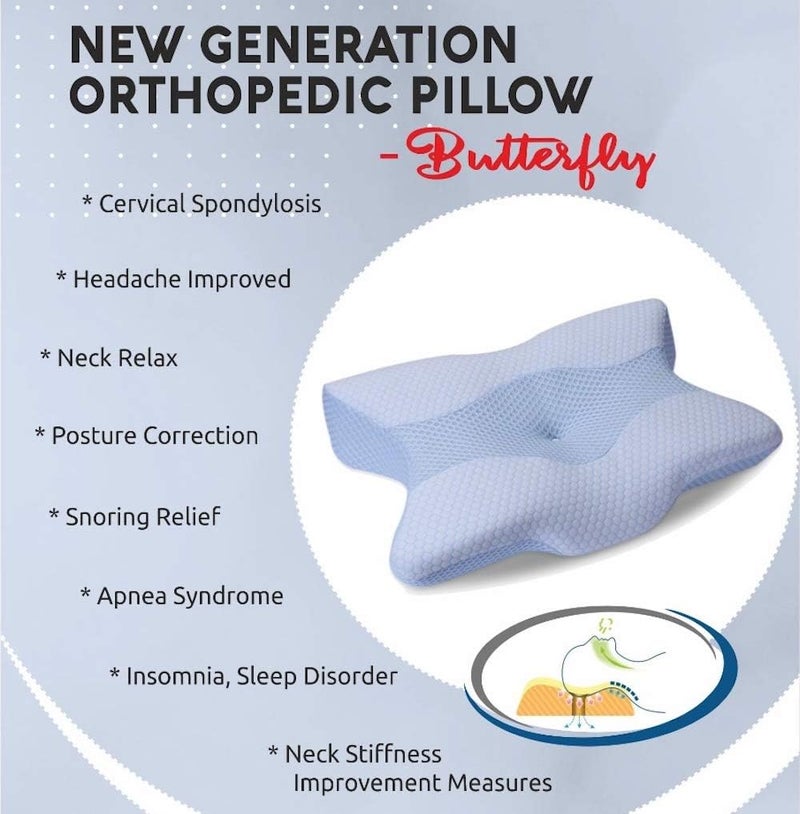 Benzola Cervical Contour Ergonomic Memory Foam Pillow for Sleeping Orthopaedic Neck Pain Support Back Stomach Side Sleepers White - Image 2
