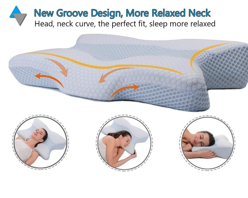 Benzola Cervical Contour Ergonomic Memory Foam Pillow for Sleeping Orthopaedic Neck Pain Support Back Stomach Side Sleepers White - Image 3