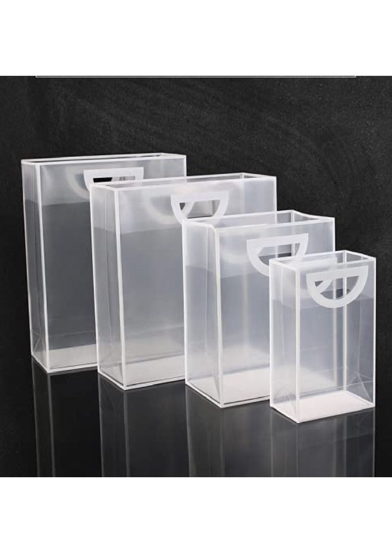 Red Dot Gift - 10-Pack Medium size PVC Transparent & White Border Handbag For Baking Packaging Shopping Gift Plastic Bag( H30*23*15cm ). - Image 1