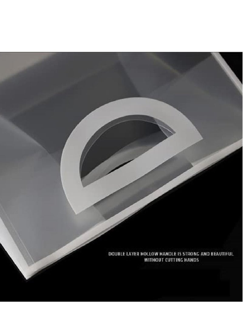 Red Dot Gift - 10-Pack Medium size PVC Transparent & White Border Handbag For Baking Packaging Shopping Gift Plastic Bag( H30*23*15cm ). - Image 1