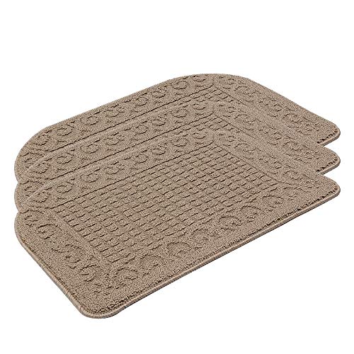 COSY HOMEER COSY HOMEER 27X18 Inch Anti Fatigue Kitchen Rug Mats are Made of 100 Polypropylene Half Round Rug Cushion Specialized in Anti Slippery and Machine WashableBeige3 pcs