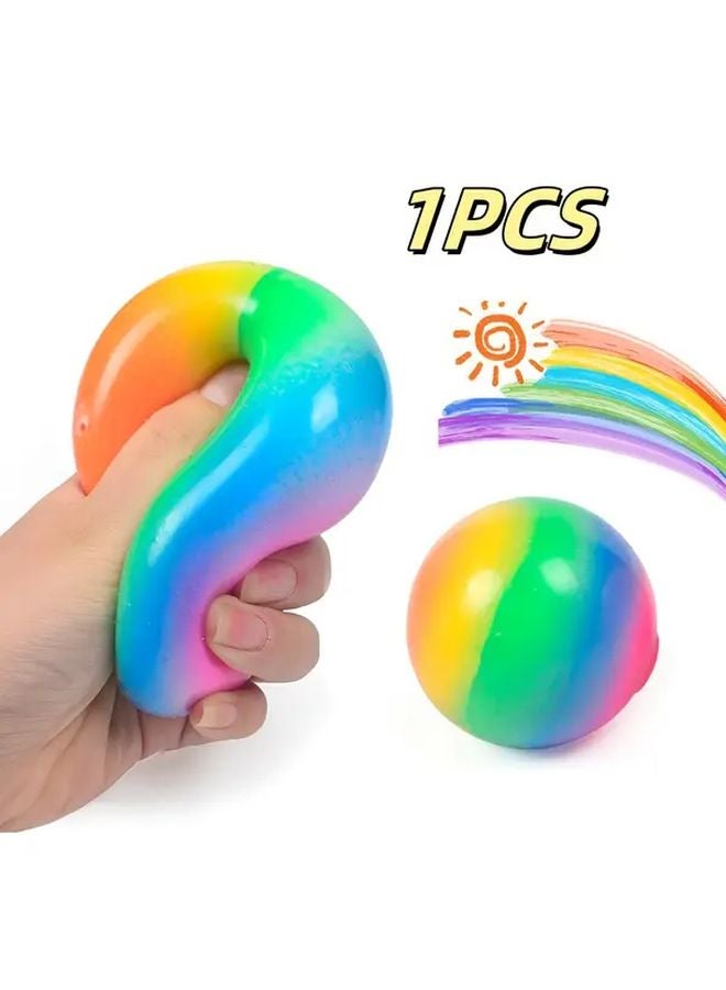Rainbow Color Squishy Fidget Ball Soft Squeeze Toy For Sensory Play Party Favors Gifts - Image 1