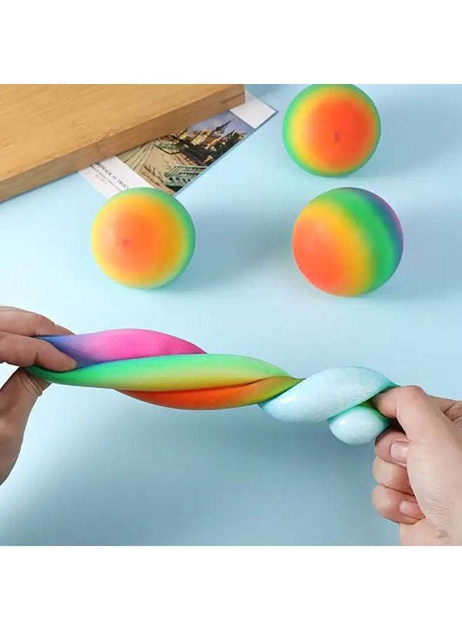 Rainbow Color Squishy Fidget Ball Soft Squeeze Toy For Sensory Play Party Favors Gifts - Image 2