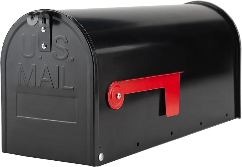 RAINHOL Black Metal Mailboxes for Outside Post Mount, Standard Mail Box, Galvanized Steel Heavy Duty Mailbox, Medium Capacity, 19 x 8.7 x 6.7 inches - Image 1