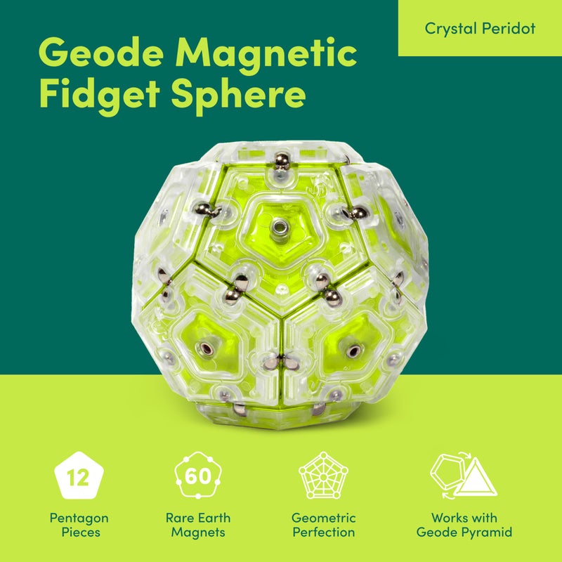 Speks Geode Sphere Magnetic Fidget Toy for Adults & Teens 14+ | Sensory Gadget for Stress Relief and Anxiety, Office Desk Toy Present, Christmas Gift, Holiday Stocking Stuffer | Peridot, 12-Piece Set - Image 2